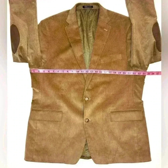 Chaps Men’s Corduroy Sport Coat Blazer Jacket Size-46L Tan Beige - Picture 4 of 9